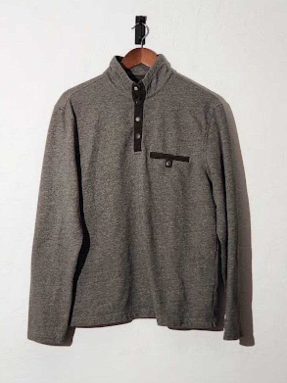 Untuckit Mens Parkson Snap Fleece Pullover Size Large Gray And Green